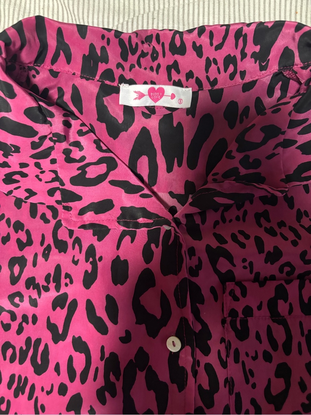 Buddy Love Pink and Black Leopard Print Satin Pajamas